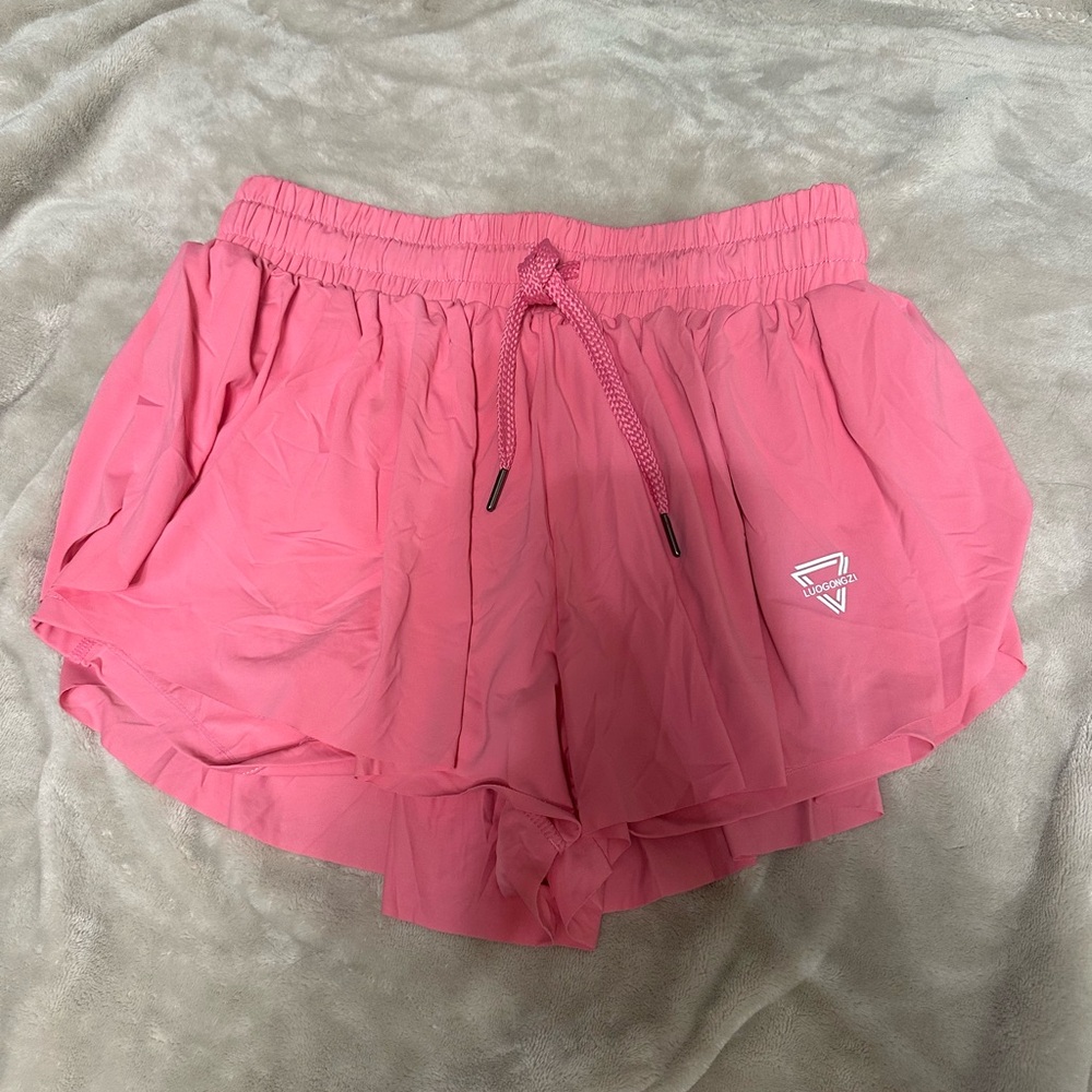 Women's Pink Flowy Athletic Shorts